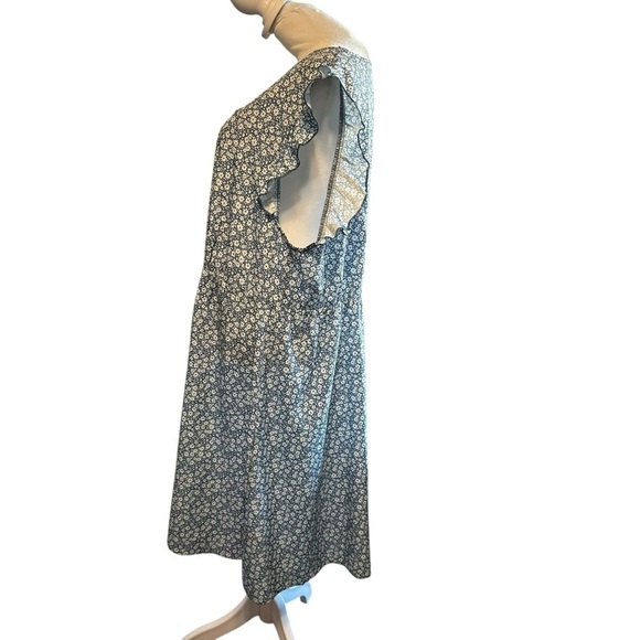 SHEIN Blue and White Midi Sundress with Flutter Sleeves - Picture 3 of 5